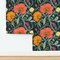 Whimsical Floral Bold Hand Drawn Botanical Garden Modern Florals Tropical Hibiscus Party Spring Summer Statement Orange Pink Green Custom Removable Wallpaper by Spoonflower Peel & Stick Wallpaper 2FT Wide